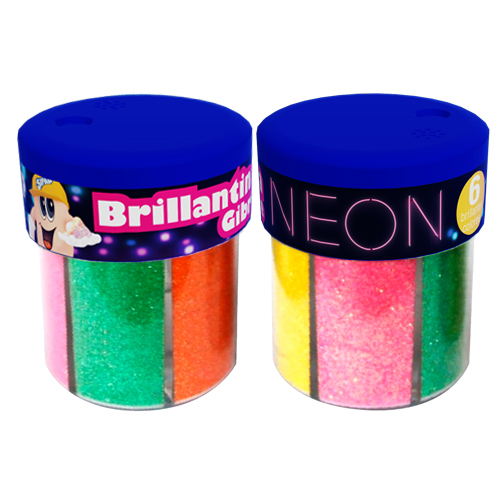 Brillantina gibre (pote) x6 neon