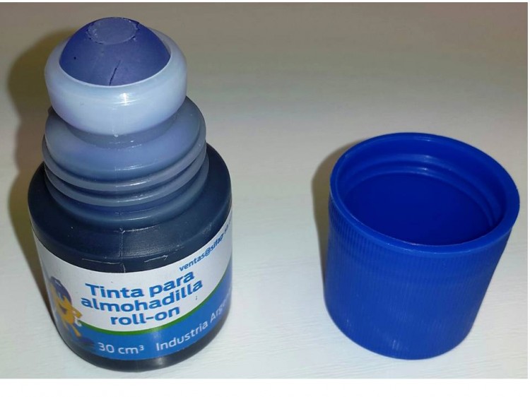 Tinta para sello de 30cc roll on color azul