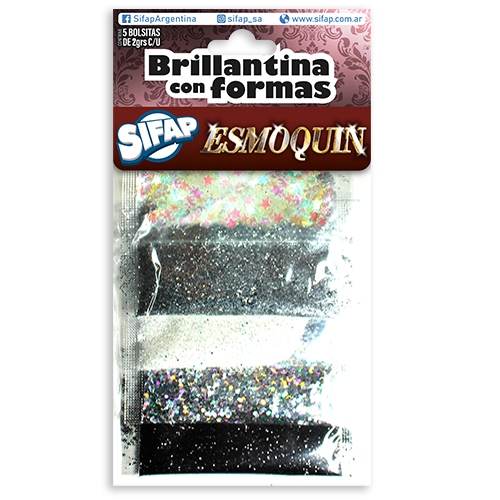 Brillantina con formas esmoquin x 5