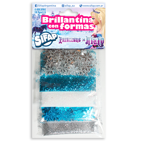 Brillantina con formas princesas de hielo x5