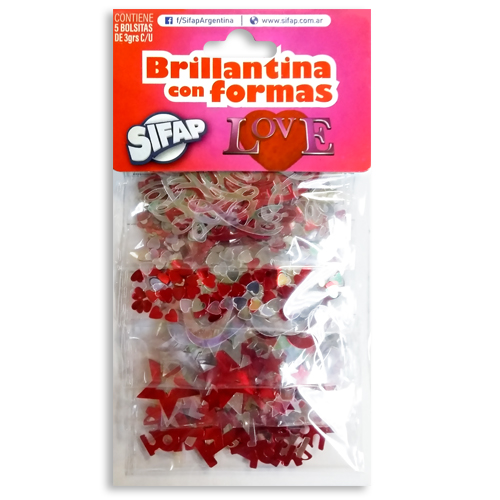 Brillantina con formas love