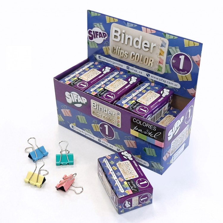 Binder clips color n1 x 12u (caja)