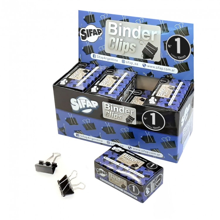 Binder clips negro n1 x 12u (caja)