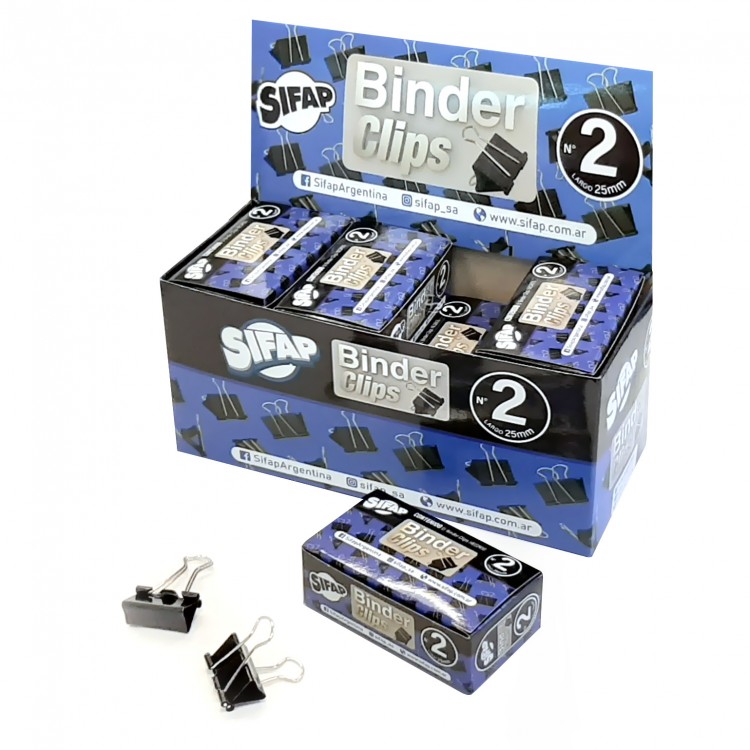 Binder clips negro n2 x12u (caja)
