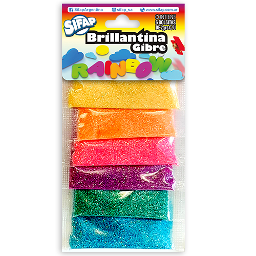 Brillantina gibre rainbow x6