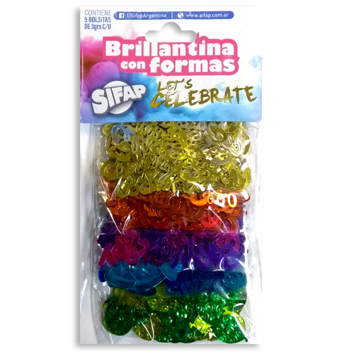 Brillantina con formas celebrate x 5