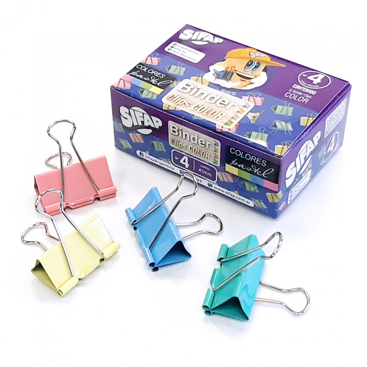 Binder clips color n4 x12u (caja)