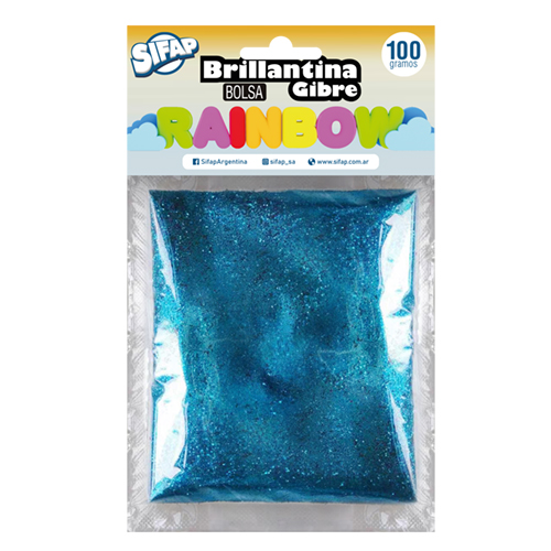 Brillantina gibre rainbow celeste