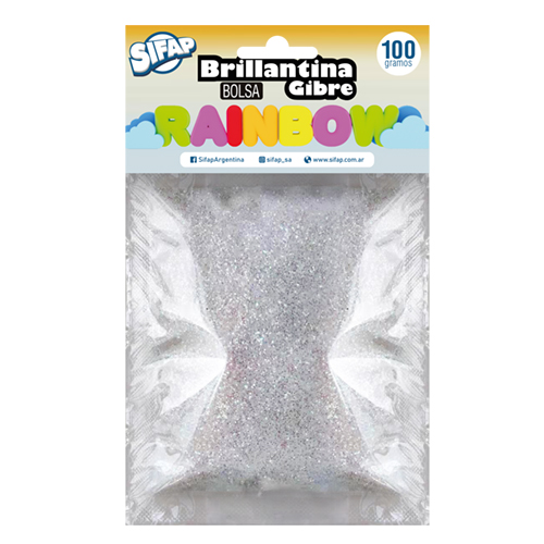 Brillantina gibre rainbow blanco