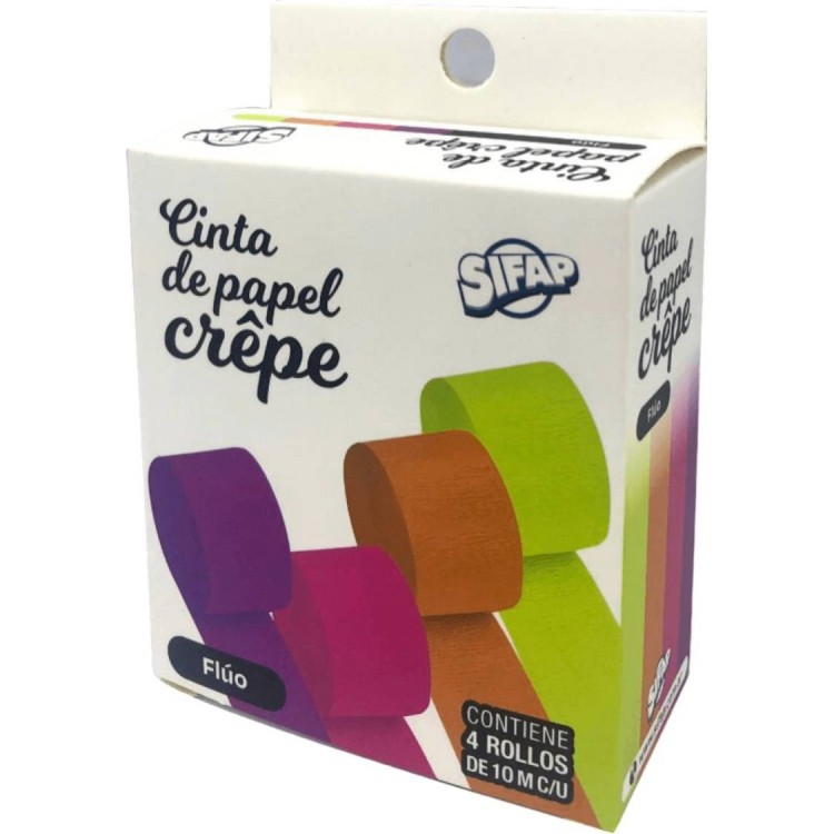 Cinta de papel crepe fluo