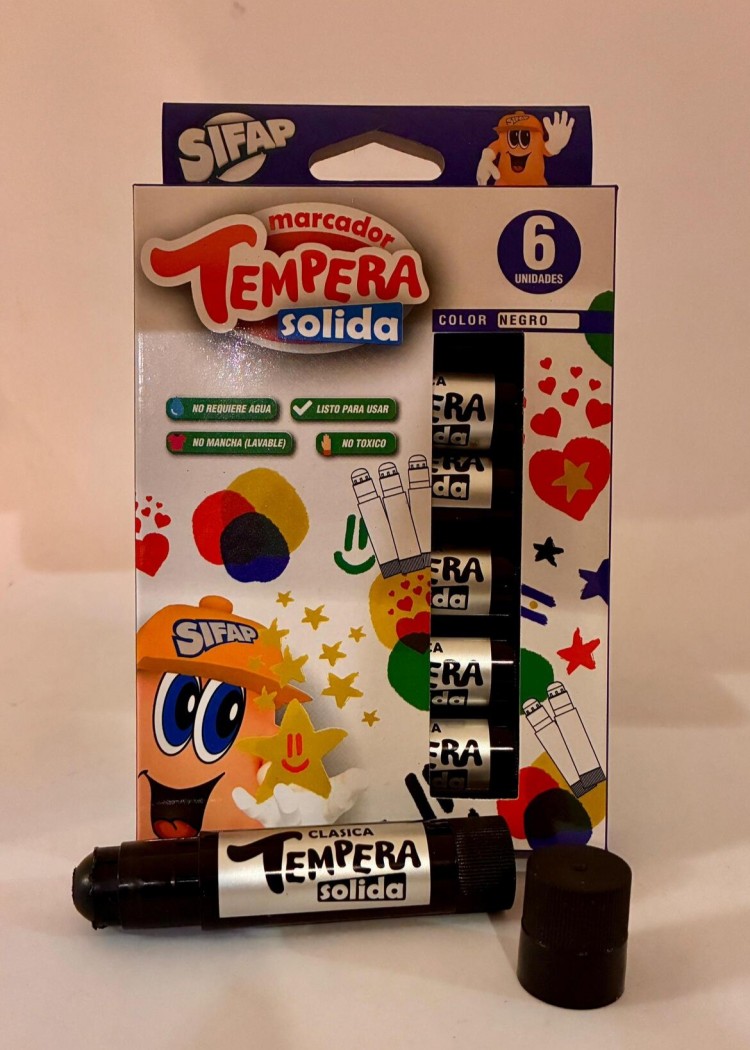 Tempera Solida Negra x 6 Uds