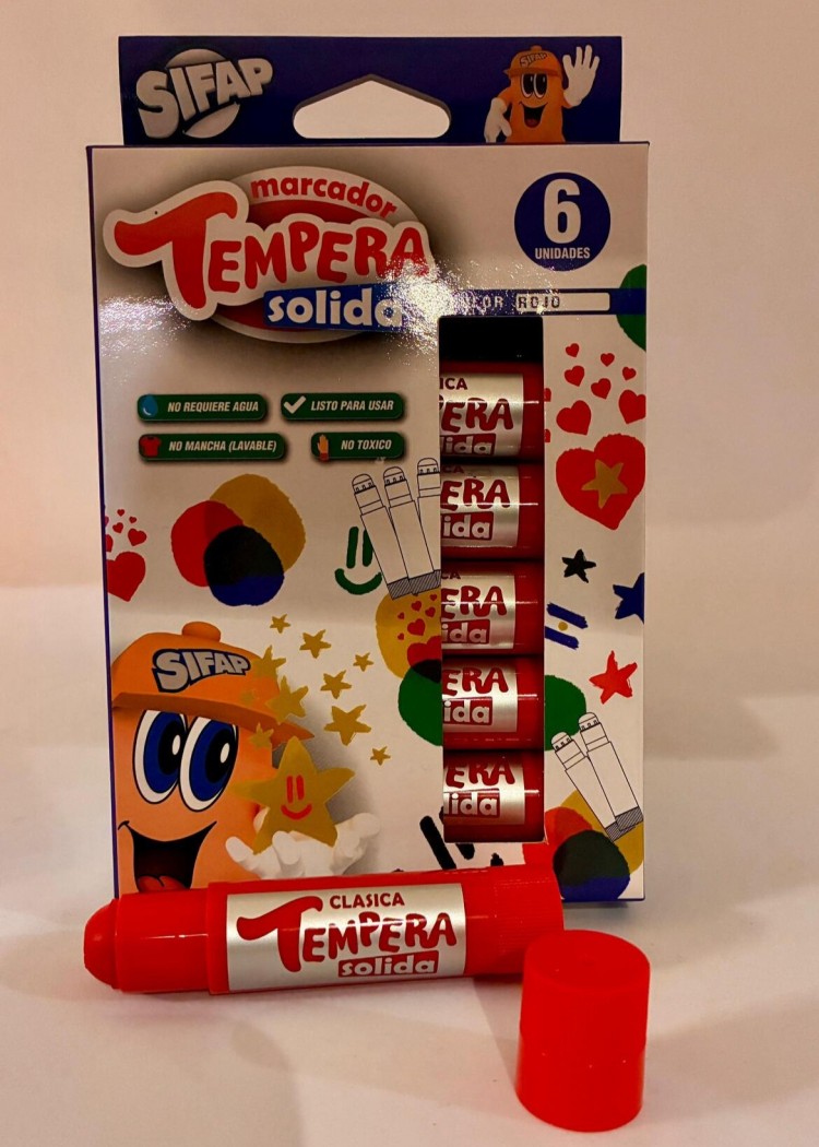 Tempera Solida Rojo x 6 Uds