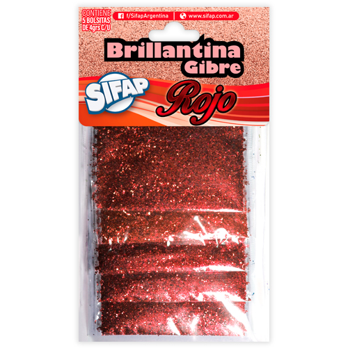 Brillantina gibre rojo x5u 4g