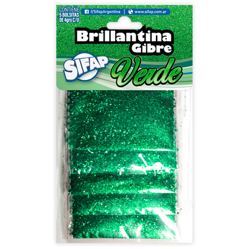 Brillantina gibre verde x5u 4g