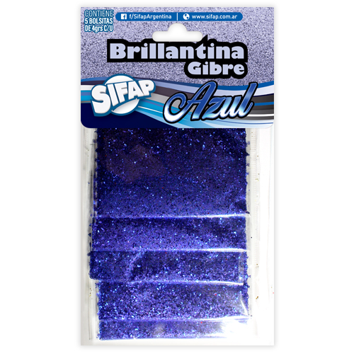 Brillantina gibre azul x 5 bol.4grs